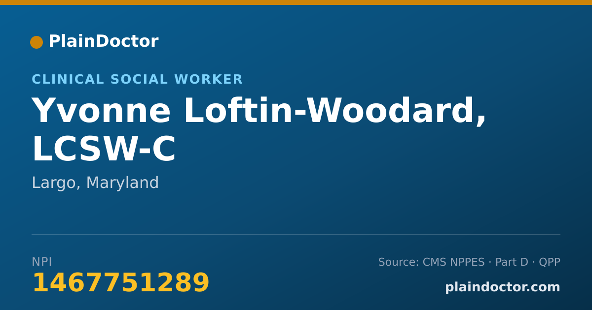 Shareable card for Yvonne Loftin-Woodard, LCSW-C - Clinical Social Worker, Largo, MD