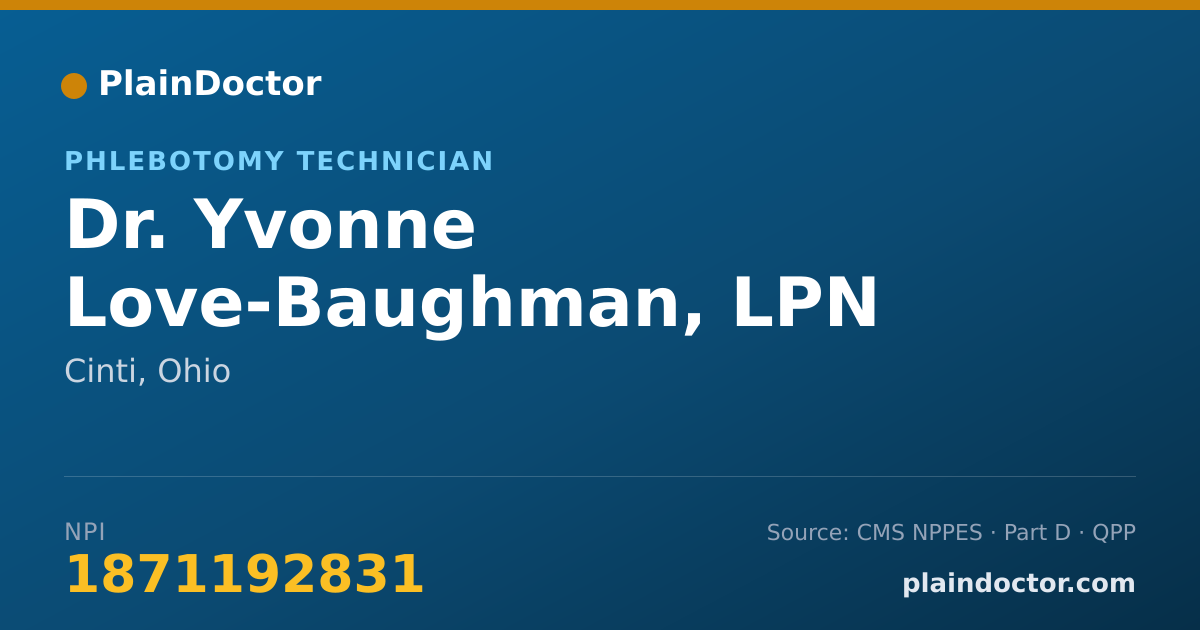 Shareable card for Yvonne Love-Baughman, LPN - Phlebotomy Technician, Cinti, OH