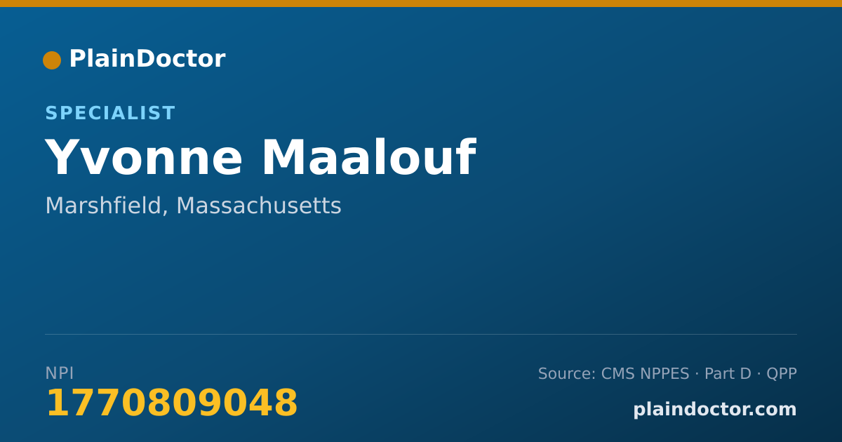 Shareable card for Yvonne Maalouf - Specialist, Marshfield, MA