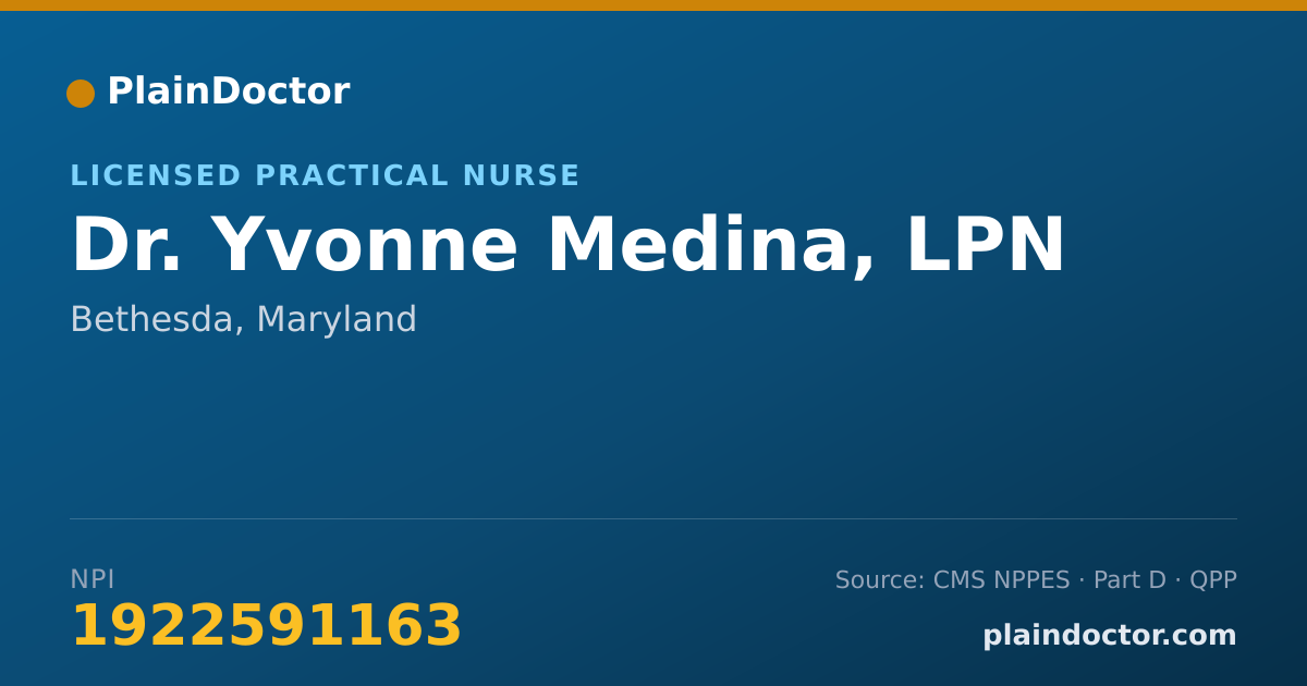 Shareable card for Yvonne Medina, LPN - Licensed Practical Nurse, Bethesda, MD
