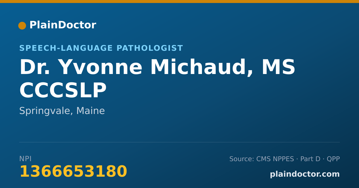 Shareable card for Yvonne Michaud, MS CCCSLP - Speech-Language Pathologist, Springvale, ME