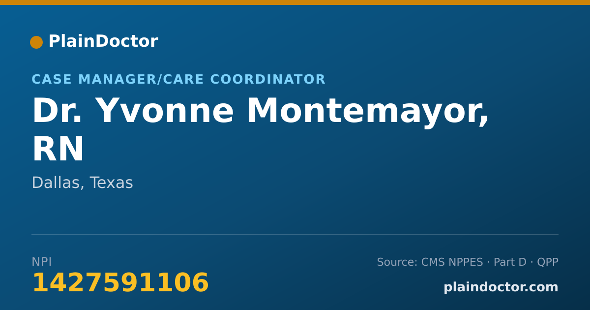 Shareable card for Yvonne Montemayor, RN - Case Manager/Care Coordinator, Dallas, TX