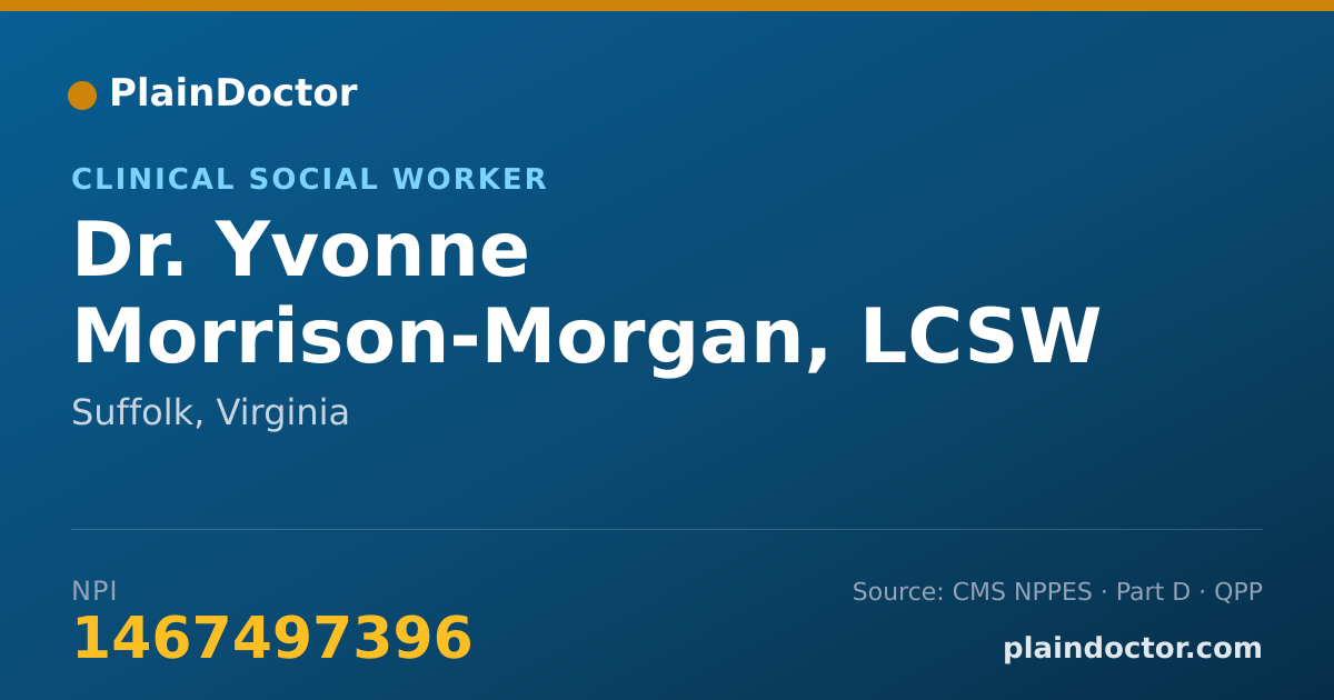 Shareable card for Yvonne Morrison-Morgan, LCSW - Clinical Social Worker, Suffolk, VA