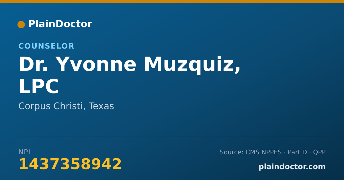 Shareable card for Yvonne Muzquiz, LPC - Counselor, Corpus Christi, TX