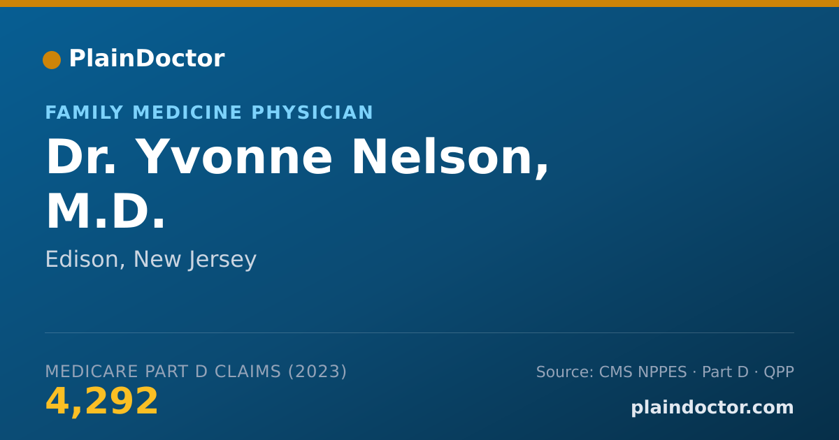 Shareable card for Yvonne Nelson, M.D. - Family Medicine Physician, Edison, NJ