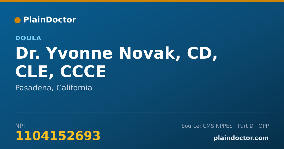 Shareable card for Yvonne Novak, CD, CLE, CCCE - Doula, Pasadena, CA