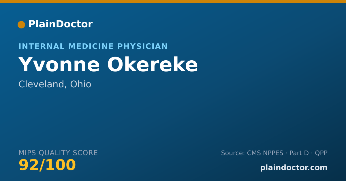 Shareable card for Yvonne Okereke - Internal Medicine Physician, Cleveland, OH