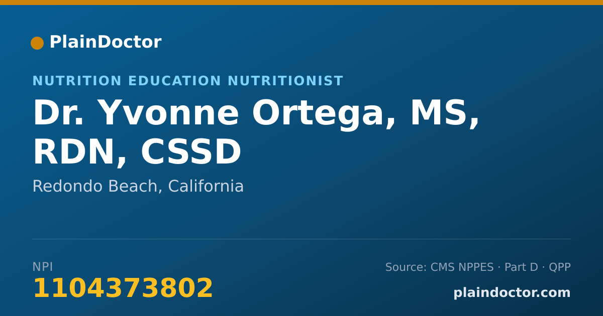 Shareable card for Yvonne Ortega, MS, RDN, CSSD - Nutrition Education Nutritionist, Redondo Beach, CA