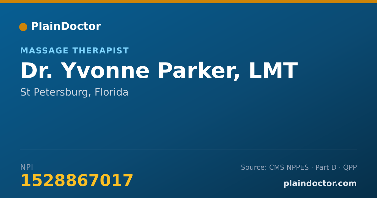 Shareable card for Yvonne Parker, LMT - Massage Therapist, St Petersburg, FL