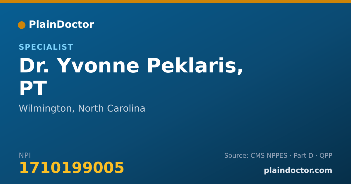Shareable card for Yvonne Peklaris, PT - Specialist, Wilmington, NC