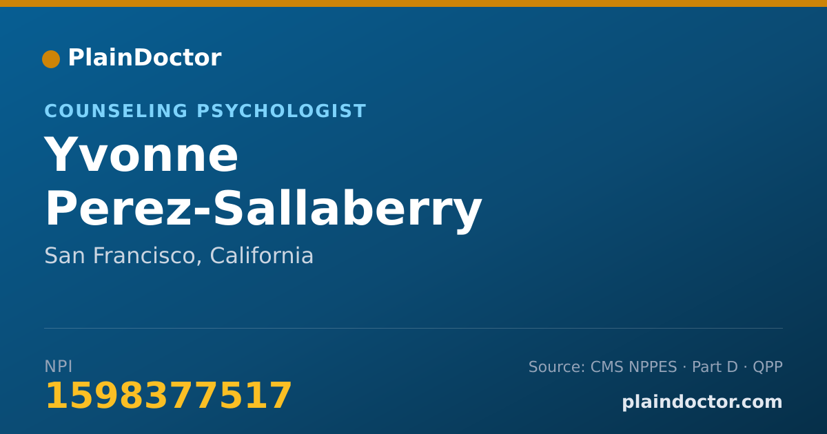Shareable card for Yvonne Perez-Sallaberry - Counseling Psychologist, San Francisco, CA