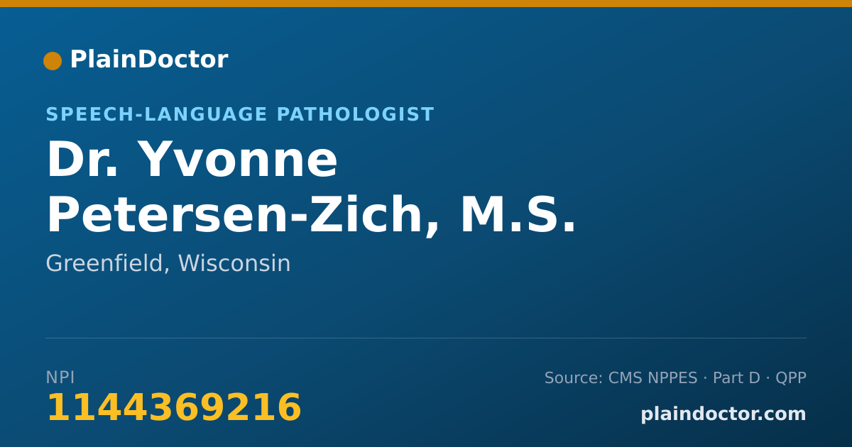 Shareable card for Yvonne Petersen-Zich, M.S. - Speech-Language Pathologist, Greenfield, WI