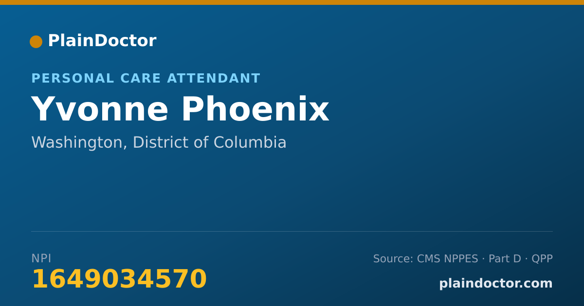 Shareable card for Yvonne Phoenix - Personal Care Attendant, Washington, DC