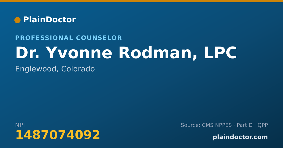 Shareable card for Yvonne Rodman, LPC - Professional Counselor, Englewood, CO