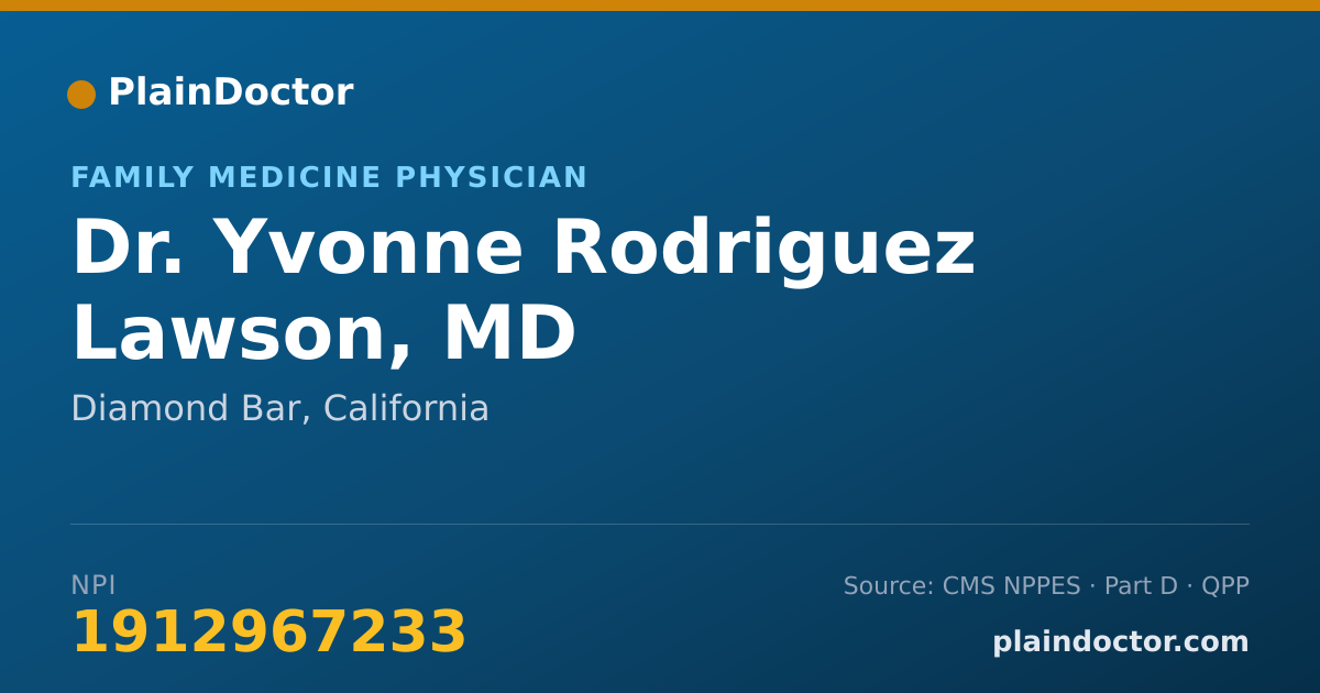Shareable card for Yvonne Rodriguez Lawson, MD - Family Medicine Physician, Diamond Bar, CA