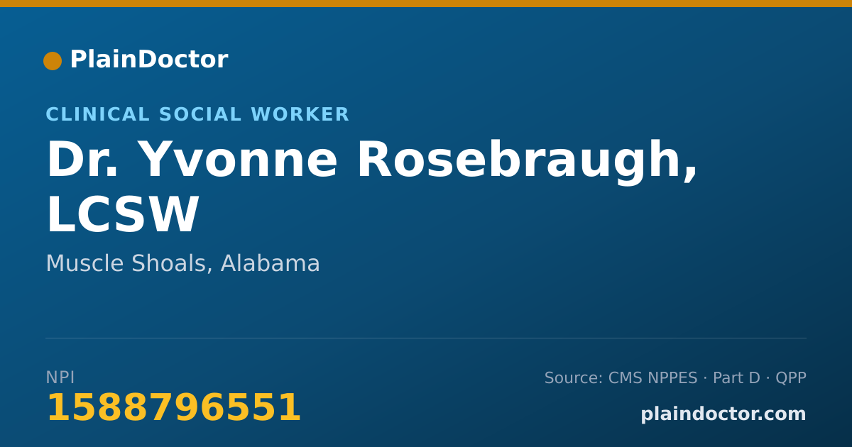 Shareable card for Yvonne Rosebraugh, LCSW - Clinical Social Worker, Muscle Shoals, AL