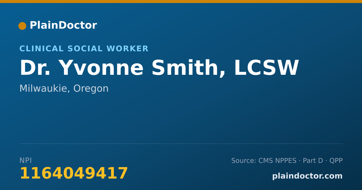 Shareable card for Yvonne Smith, LCSW - Clinical Social Worker, Milwaukie, OR