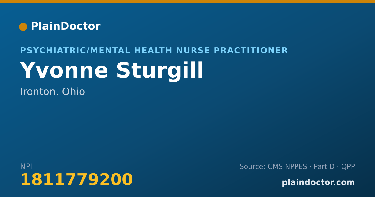 Shareable card for Yvonne Sturgill - Psychiatric/Mental Health Nurse Practitioner, Ironton, OH