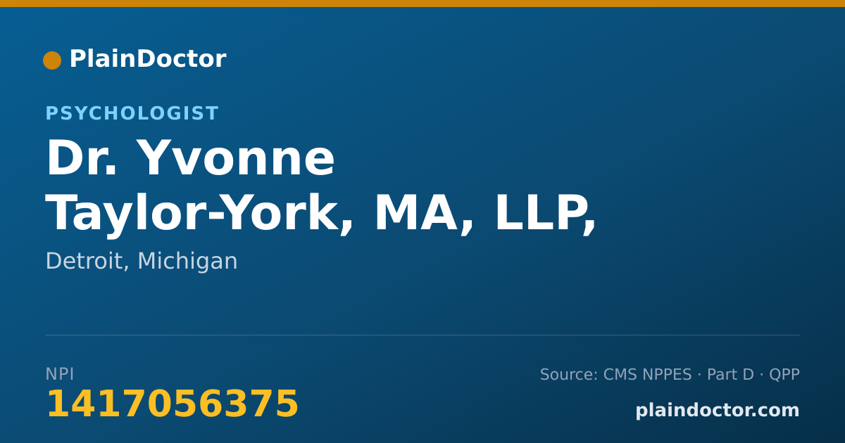 Shareable card for Yvonne Taylor-York, MA, LLP, CAC - Psychologist, Detroit, MI