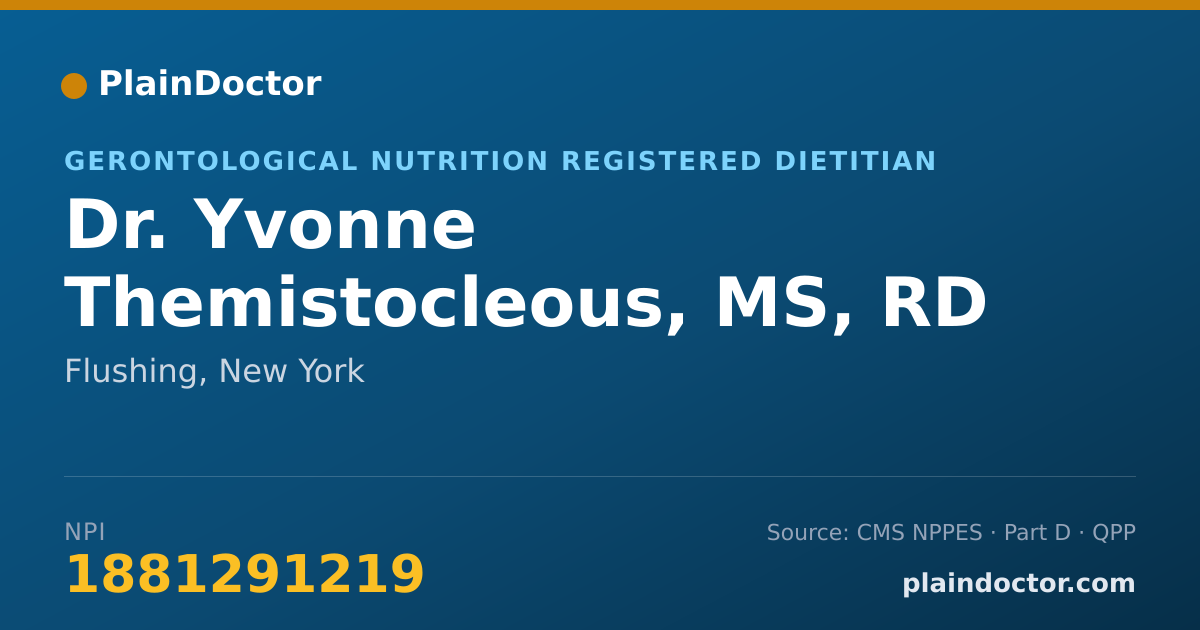 Shareable card for Yvonne Themistocleous, MS, RD - Gerontological Nutrition Registered Dietitian, Flushing, NY