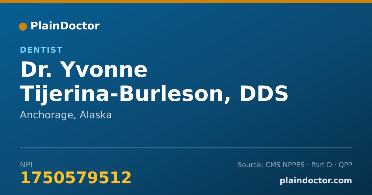 Shareable card for Yvonne Tijerina-Burleson, DDS - Dentist, Anchorage, AK