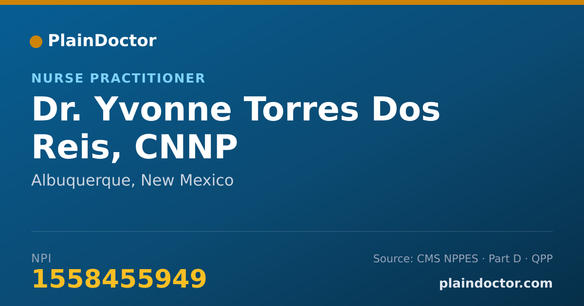 Shareable card for Yvonne Torres Dos Reis, CNNP - Nurse Practitioner, Albuquerque, NM