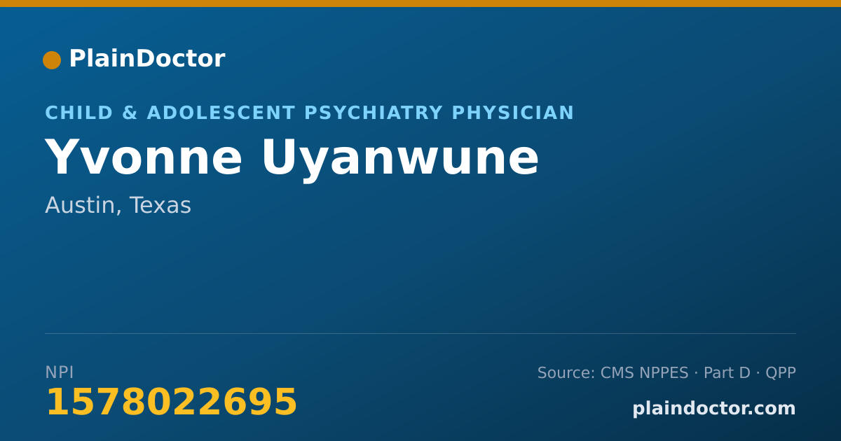 Shareable card for Yvonne Uyanwune - Child & Adolescent Psychiatry Physician, Austin, TX