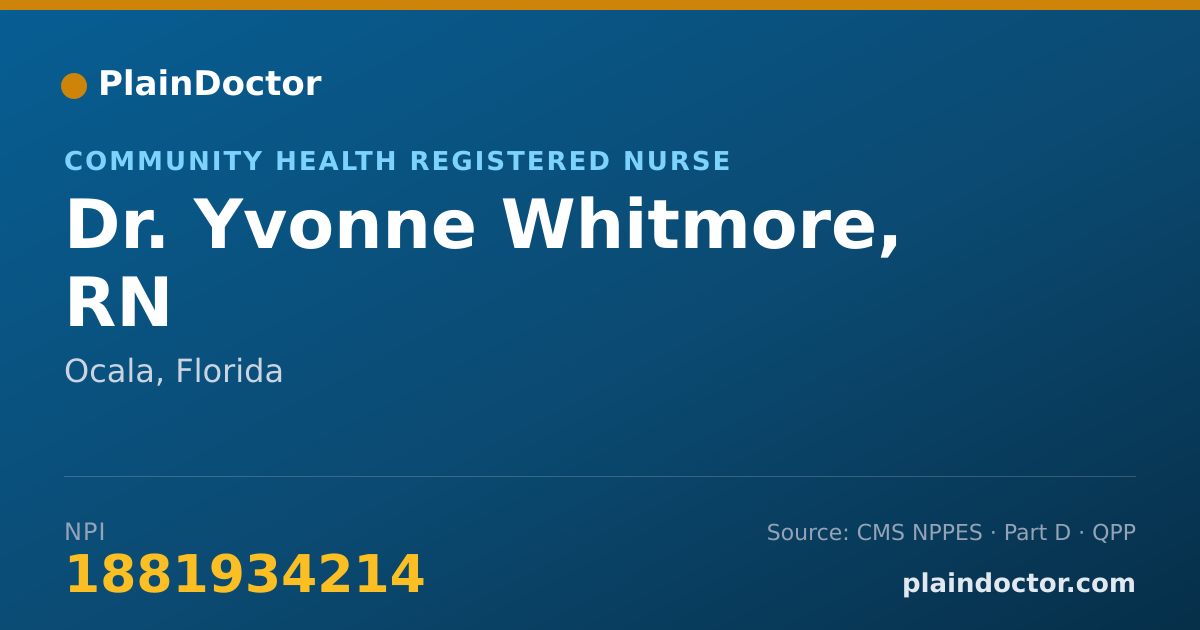 Shareable card for Yvonne Whitmore, RN - Community Health Registered Nurse, Ocala, FL