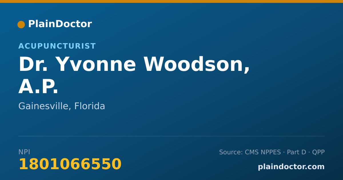 Shareable card for Yvonne Woodson, A.P. - Acupuncturist, Gainesville, FL