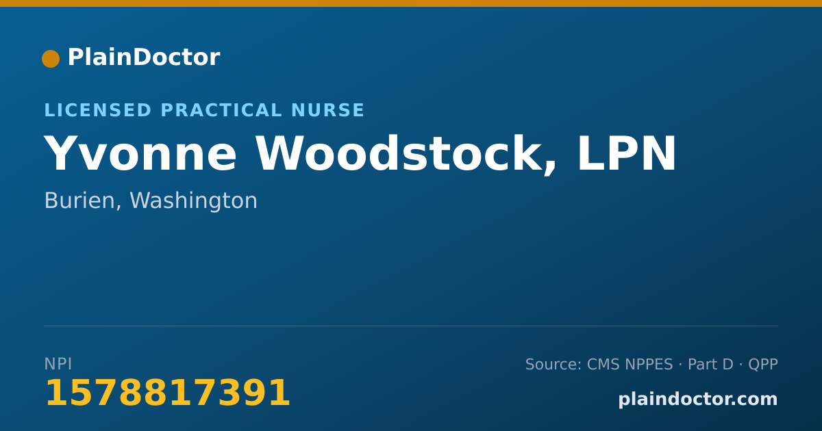 Shareable card for Yvonne Woodstock, LPN - Licensed Practical Nurse, Burien, WA