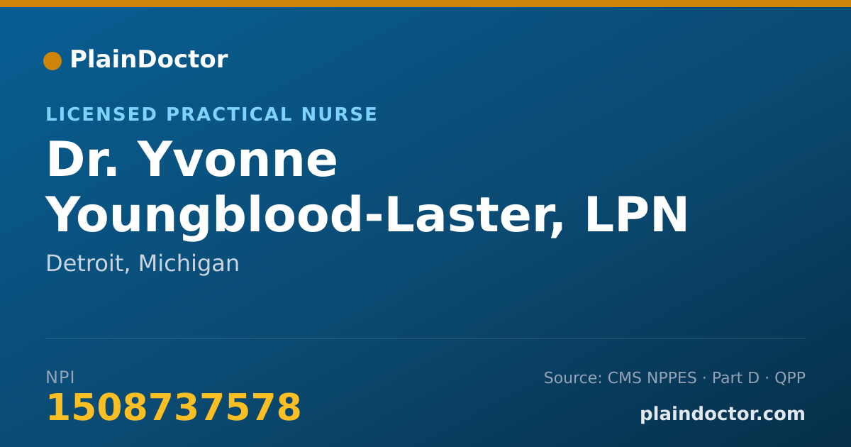 Shareable card for Yvonne Youngblood-Laster, LPN - Licensed Practical Nurse, Detroit, MI
