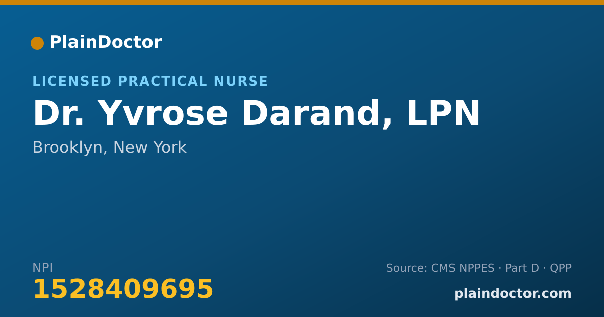 Shareable card for Yvrose Darand, LPN - Licensed Practical Nurse, Brooklyn, NY