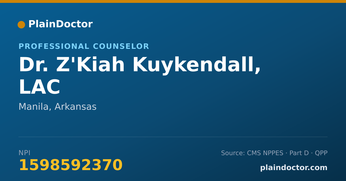 Shareable card for Z'Kiah Kuykendall, LAC - Professional Counselor, Manila, AR