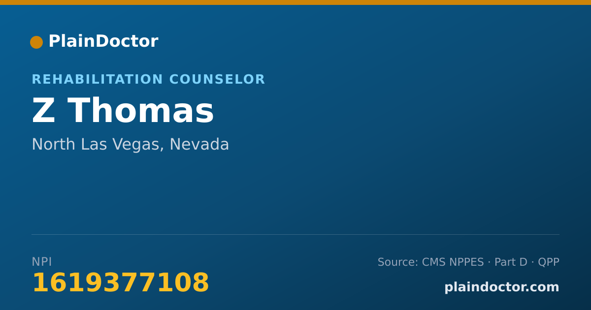 Shareable card for Z Thomas - Rehabilitation Counselor, North Las Vegas, NV