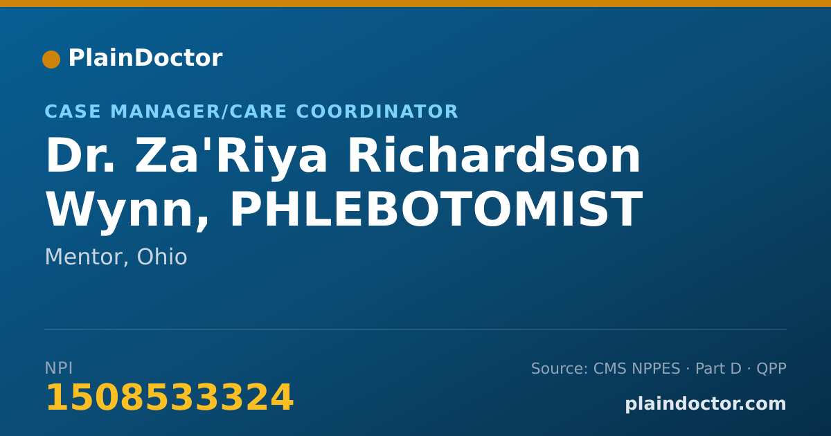 Shareable card for Za'Riya Richardson Wynn, PHLEBOTOMIST - Case Manager/Care Coordinator, Mentor, OH