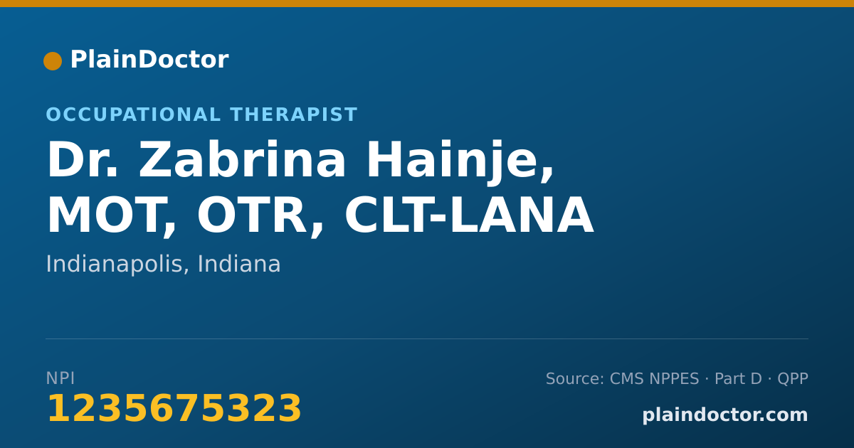 Shareable card for Zabrina Hainje, MOT, OTR, CLT-LANA - Occupational Therapist, Indianapolis, IN