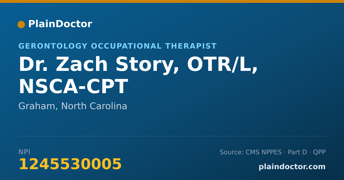 Shareable card for Zach Story, OTR/L, NSCA-CPT - Gerontology Occupational Therapist, Graham, NC