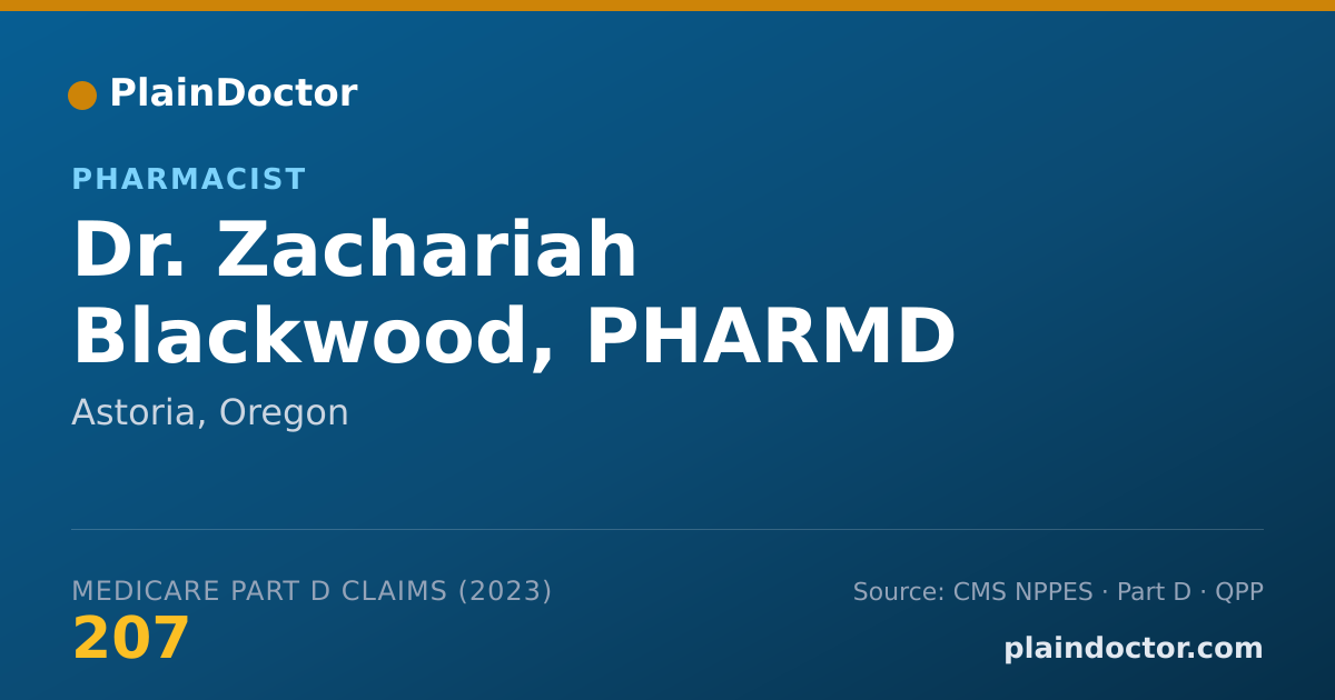 Shareable card for Zachariah Blackwood, PHARMD - Pharmacist, Astoria, OR