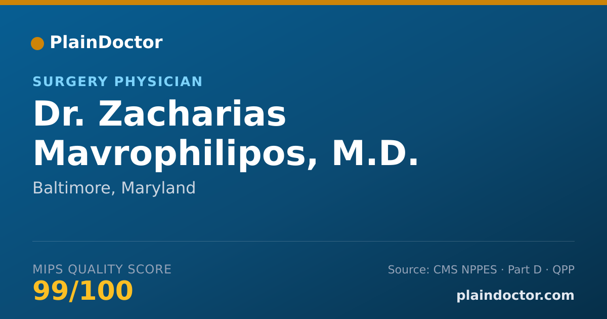 Shareable card for Zacharias Mavrophilipos, M.D. - Surgery Physician, Baltimore, MD