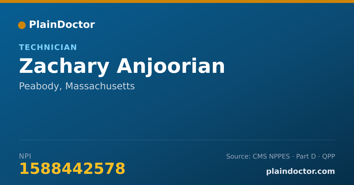 Shareable card for Zachary Anjoorian - Technician, Peabody, MA