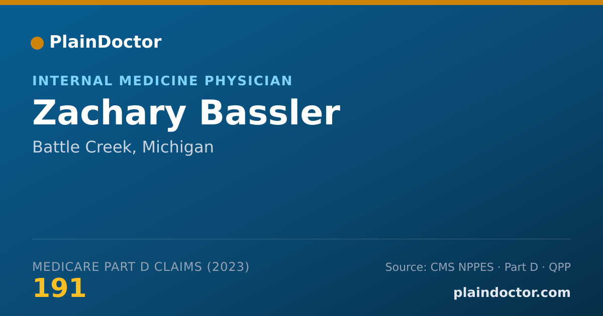 Shareable card for Zachary Bassler - Internal Medicine Physician, Battle Creek, MI