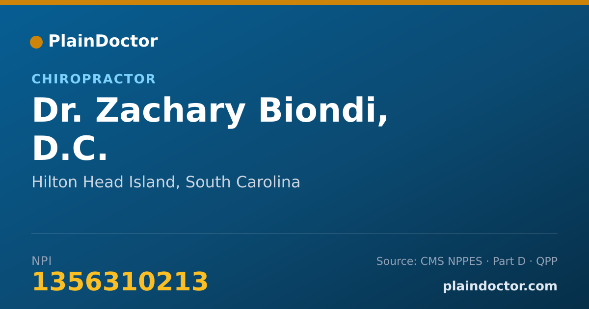 Shareable card for Zachary Biondi, D.C. - Chiropractor, Hilton Head Island, SC