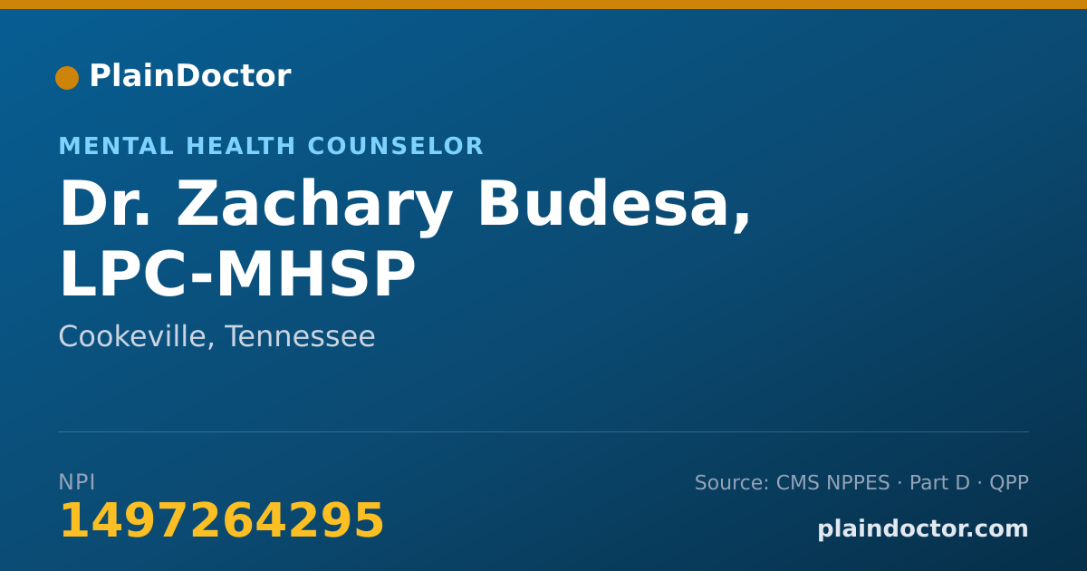 Shareable card for Zachary Budesa, LPC-MHSP - Mental Health Counselor, Cookeville, TN