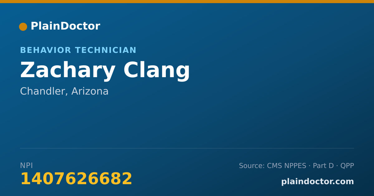 Shareable card for Zachary Clang - Behavior Technician, Chandler, AZ