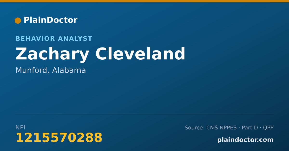 Shareable card for Zachary Cleveland - Behavior Analyst, Munford, AL