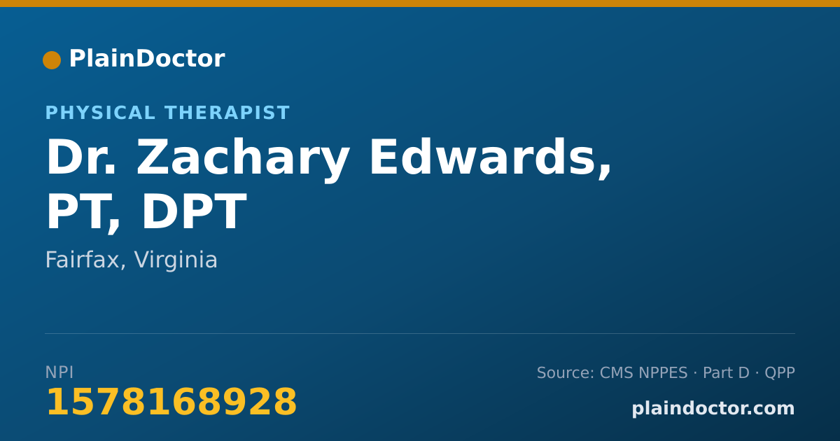 Shareable card for Zachary Edwards, PT, DPT - Physical Therapist, Fairfax, VA