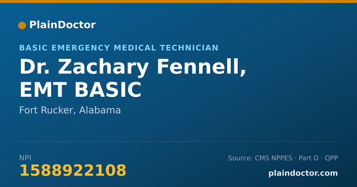 Shareable card for Zachary Fennell, EMT BASIC - Basic Emergency Medical Technician, Fort Rucker, AL