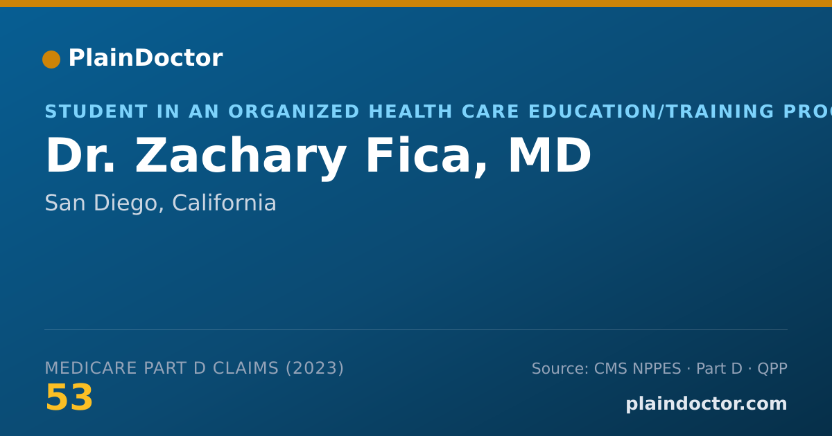 Shareable card for Zachary Fica, MD - Student in an Organized Health Care Education/Training Program, San Diego, CA
