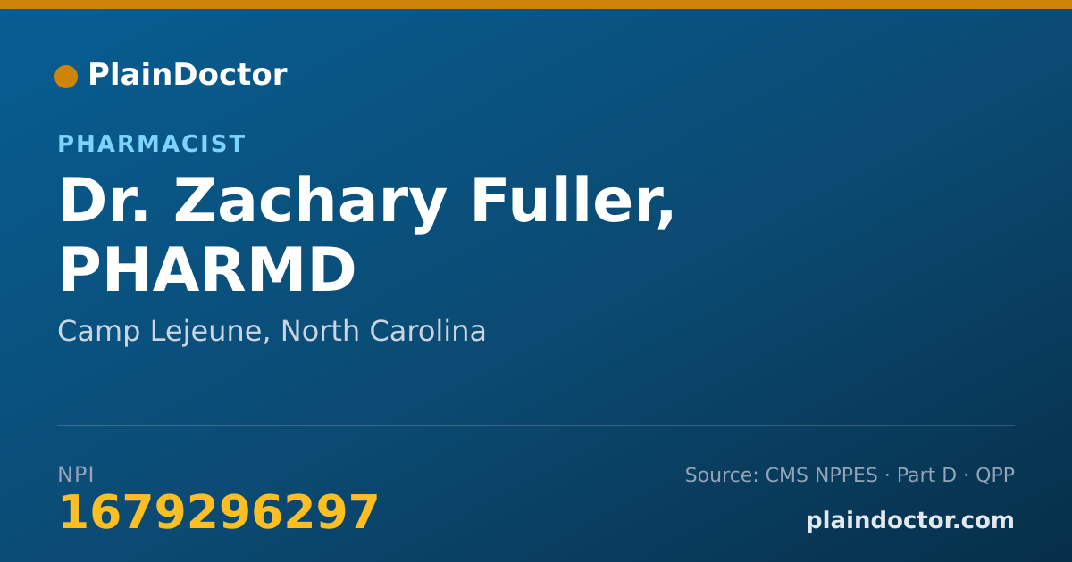 Shareable card for Zachary Fuller, PHARMD - Pharmacist, Camp Lejeune, NC