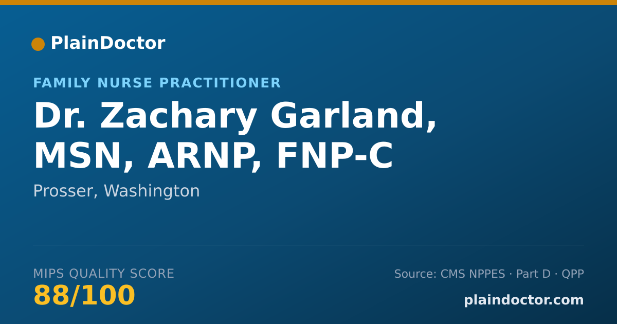 Shareable card for Zachary Garland, MSN, ARNP, FNP-C - Family Nurse Practitioner, Prosser, WA